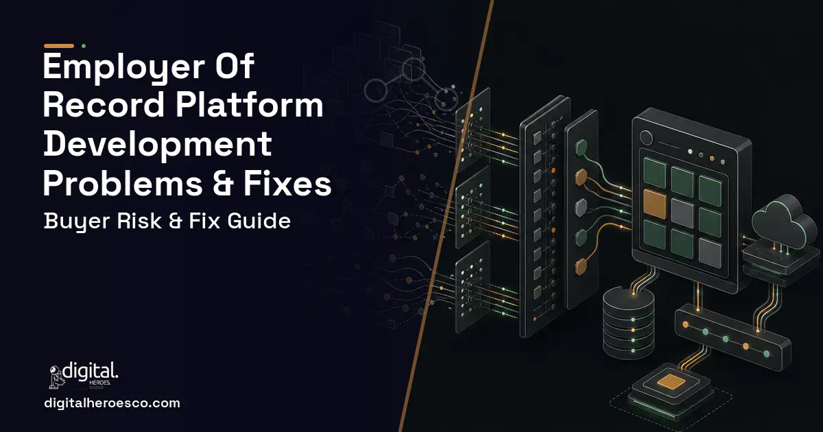 Employer OF Record Platform Development workflow illustration showing common problems and fixes.