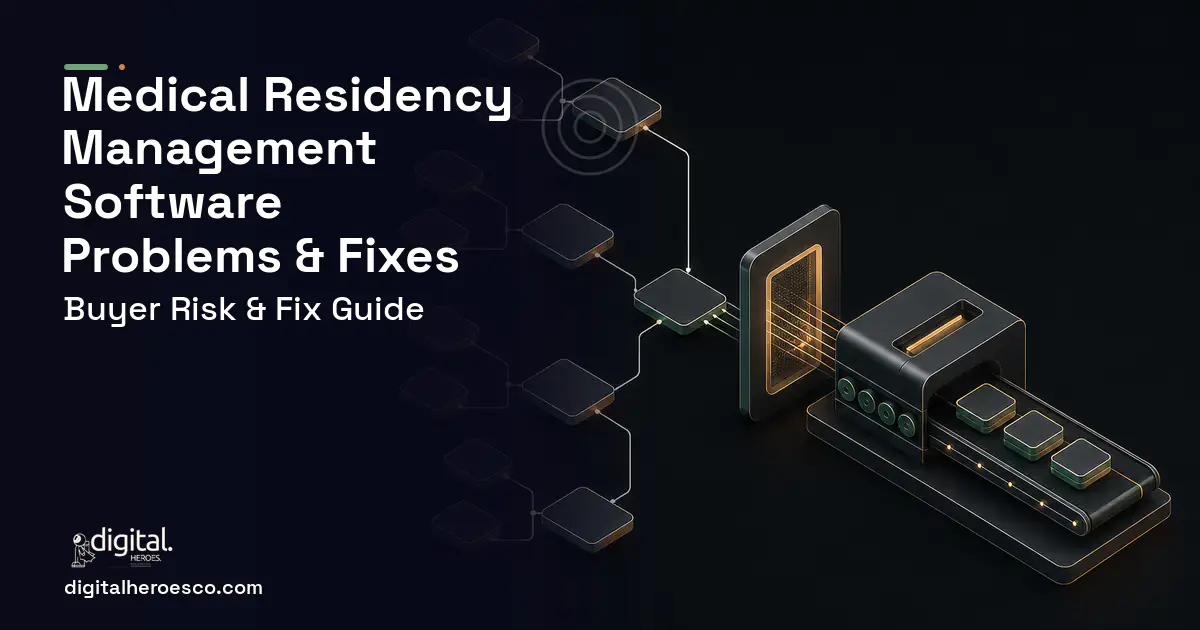 Medical Residency Management Software software overview illustration showing common problems and fixes.