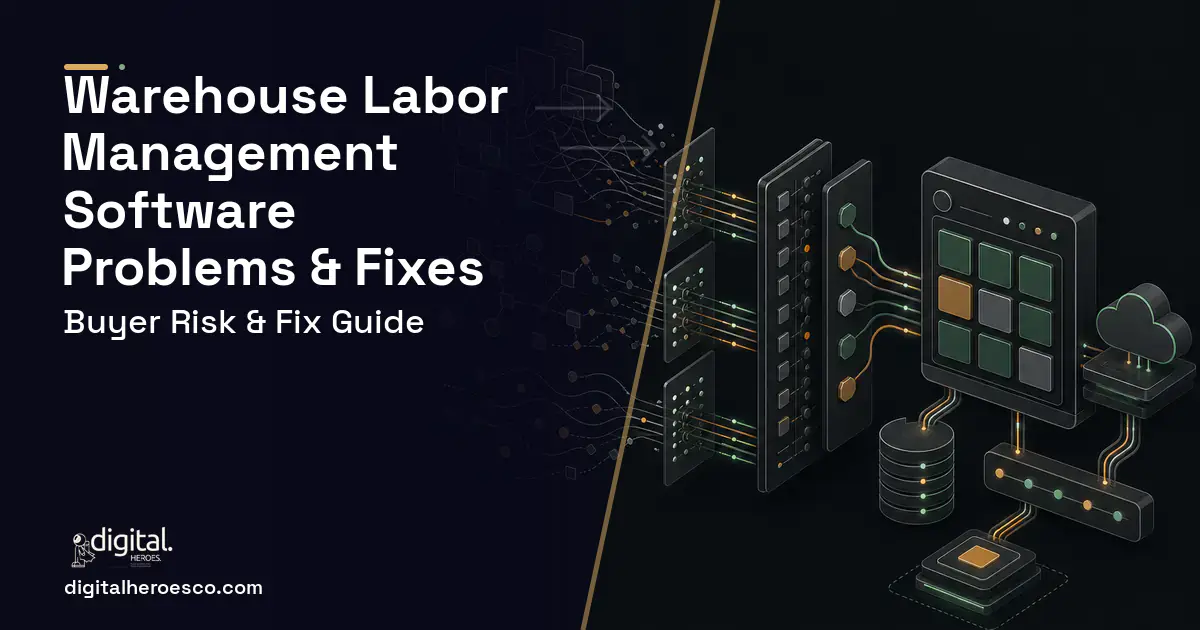 Warehouse Labor Management Software workflow illustration showing common problems and fixes.