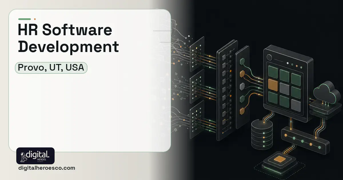 HR Software Development workflow illustration for Provo, UT, USA.