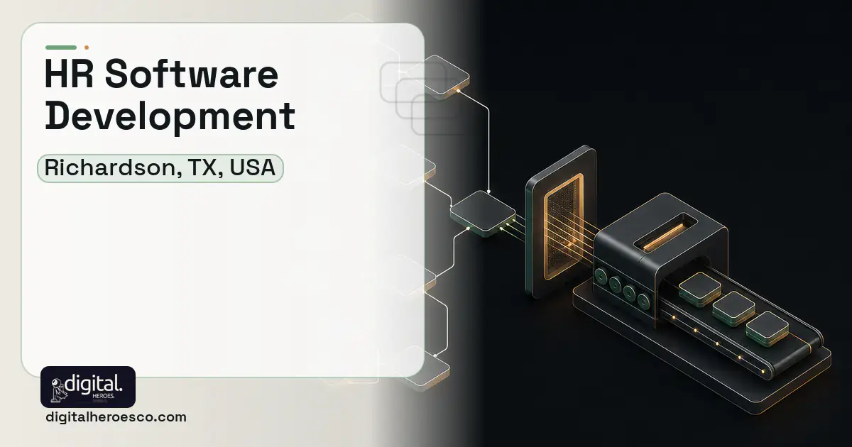 HR Software Development software overview illustration for Richardson, TX, USA.
