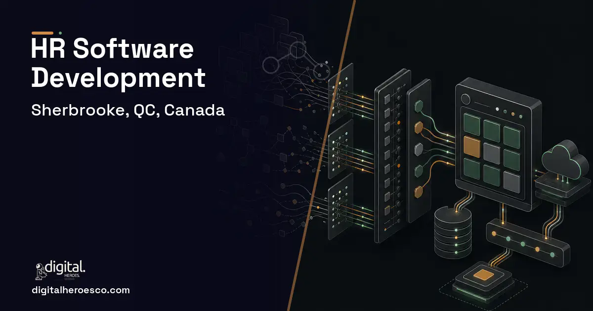 HR Software Development workflow illustration for Sherbrooke, QC, Canada.