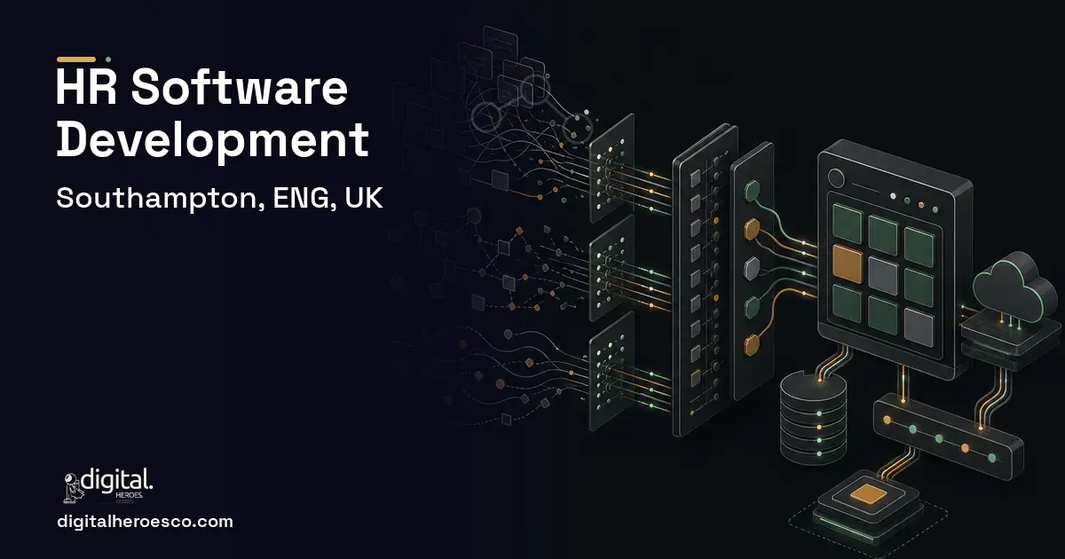 HR Software Development workflow illustration for Southampton, ENG, UK.