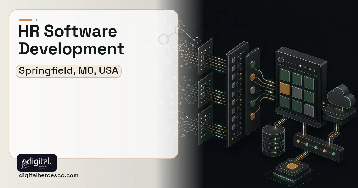 HR Software Development workflow illustration for Springfield, MO, USA.