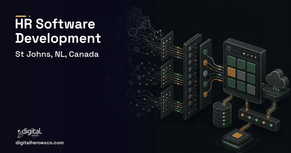 HR Software Development workflow illustration for St Johns, NL, Canada.