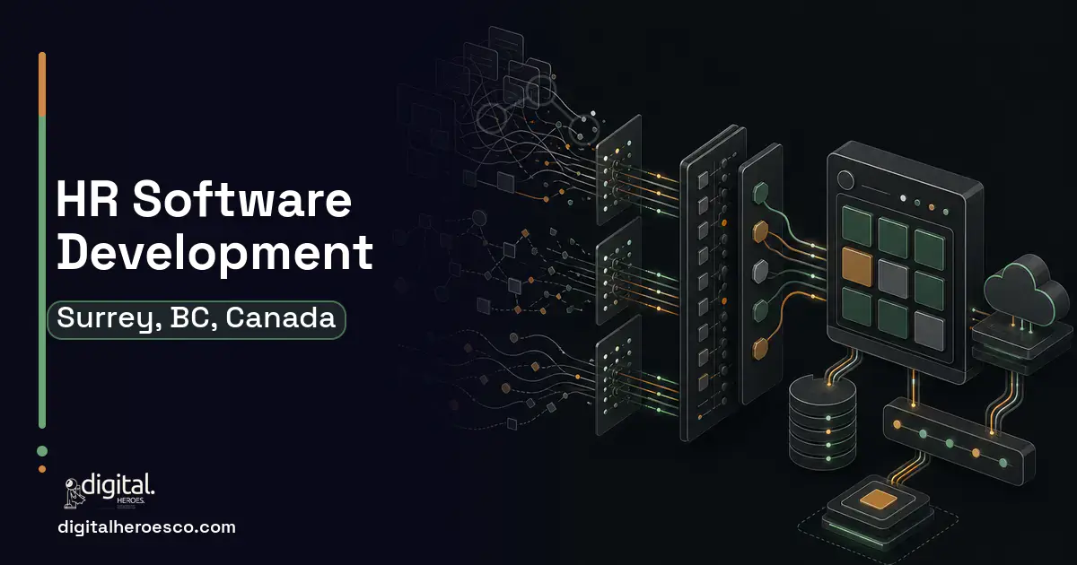 HR Software Development workflow illustration for Surrey, BC, Canada.