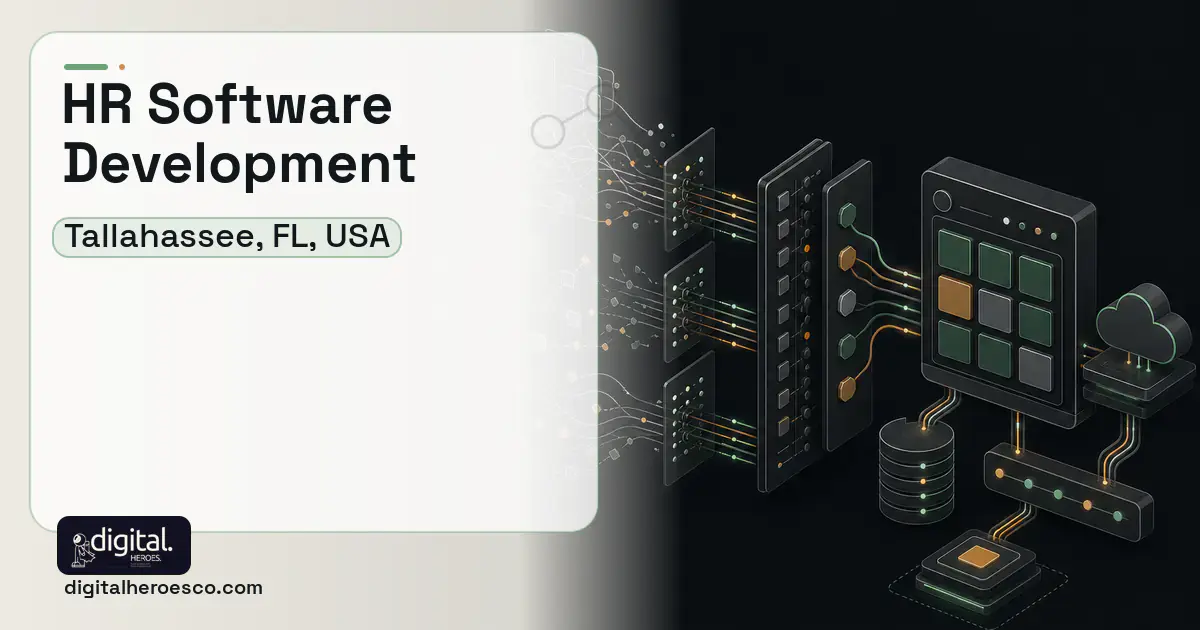 HR Software Development workflow illustration for Tallahassee, FL, USA.
