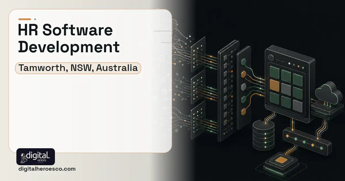 HR Software Development workflow illustration for Tamworth, NSW, Australia.