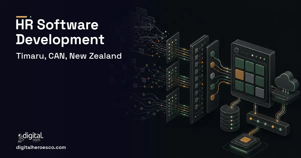 HR Software Development workflow illustration for Timaru, CAN, New Zealand.