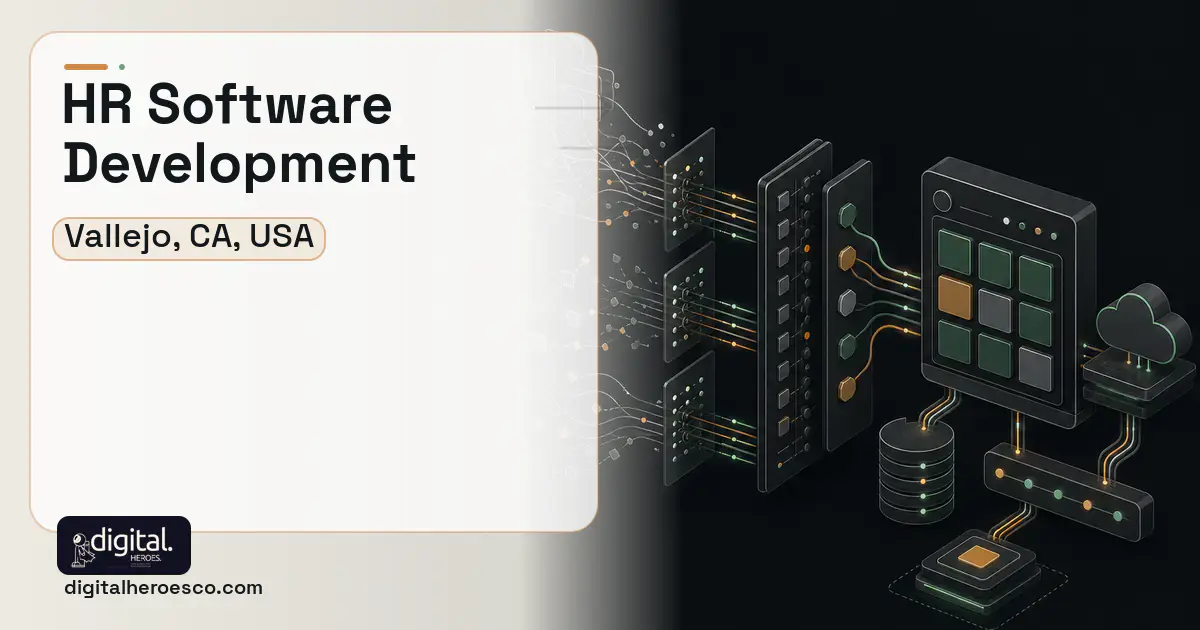 HR Software Development workflow illustration for Vallejo, CA, USA.