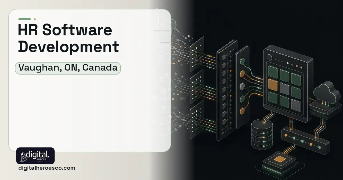 HR Software Development workflow illustration for Vaughan, ON, Canada.
