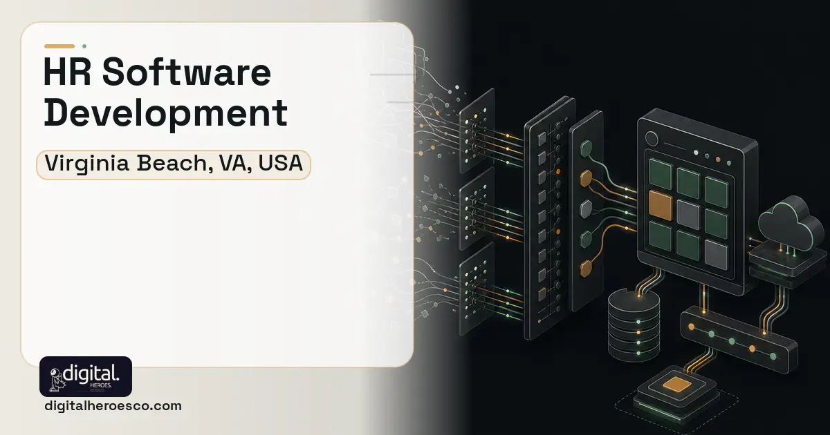 HR Software Development workflow illustration for Virginia Beach, VA, USA.