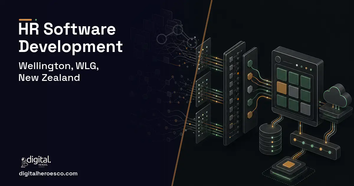 HR Software Development workflow illustration for Wellington, WLG, New Zealand.