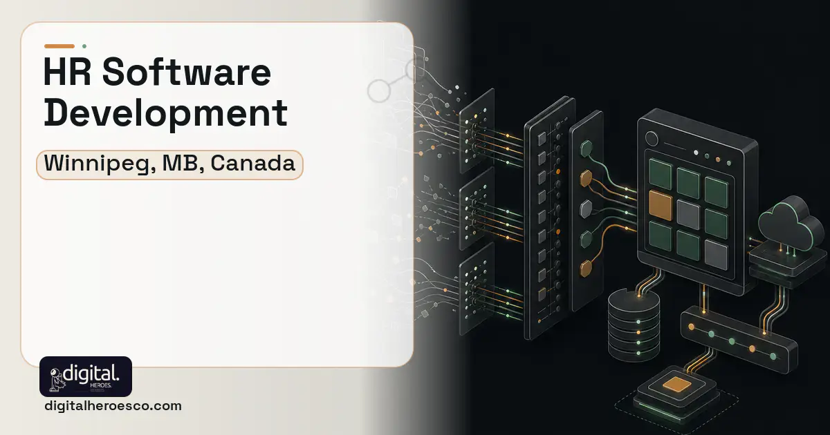 HR Software Development workflow illustration for Winnipeg, MB, Canada.