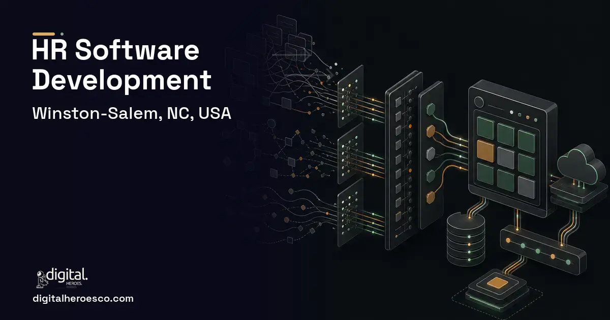 HR Software Development workflow illustration for Winston-Salem, NC, USA.