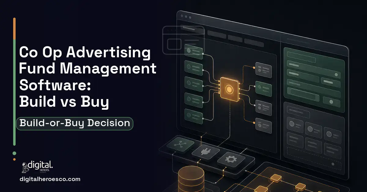 Internal tools product interface illustration for CO OP Advertising Fund Management Software Build vs Buy Guide.