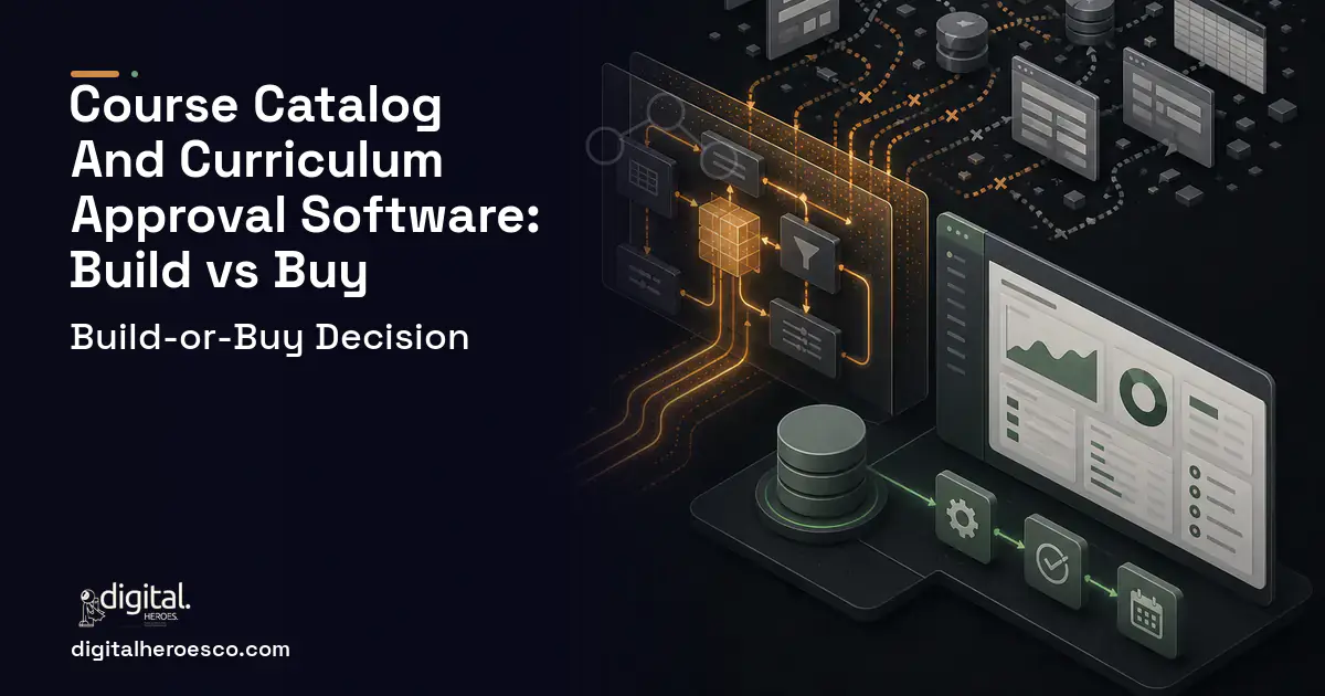 Internal Tools Development workflow illustration for Course Catalog AND Curriculum Approval Software Build vs Buy Guide.