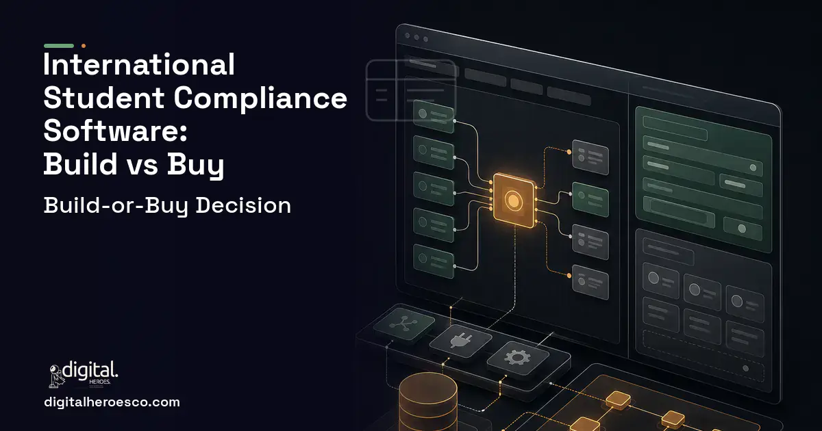 Internal tools product interface illustration for International Student Compliance Software Build vs Buy Guide.