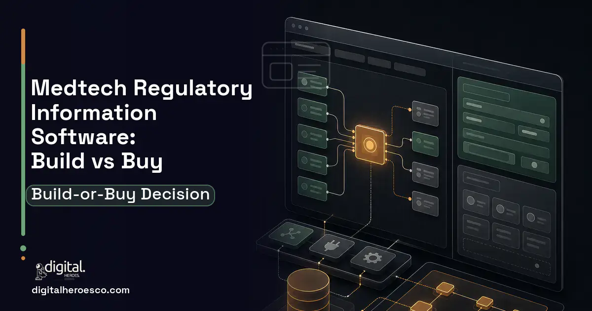 Internal tools product interface illustration for Medtech Regulatory Information Software Build vs Buy Guide.
