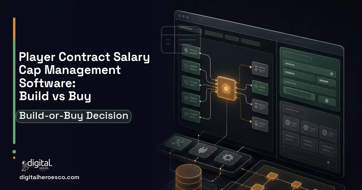 Internal tools product interface illustration for Player Contract Salary CAP Management Software Build vs Buy Guide.