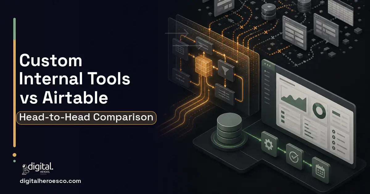 Internal Tools Development workflow illustration for Custom Internal Tools vs Airtable.