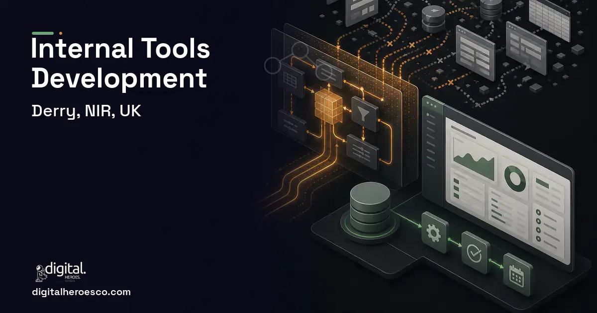 Internal Tools Development workflow illustration for Derry, NIR, UK.