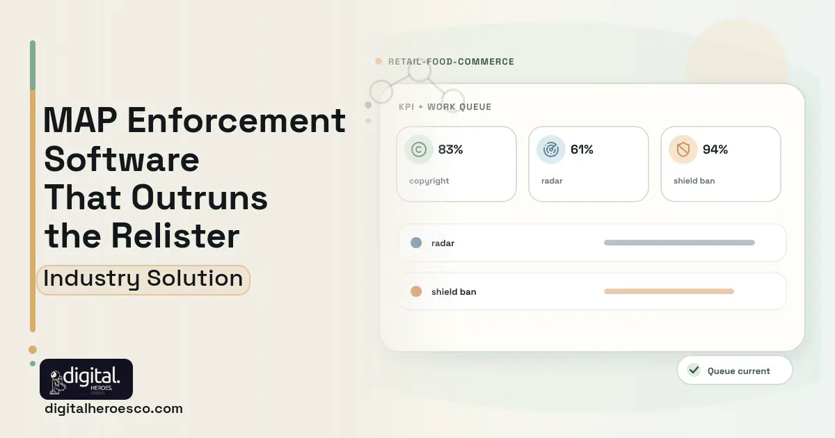 Brand Protection Monitoring software visual showing copyright, radar, and shield ban.