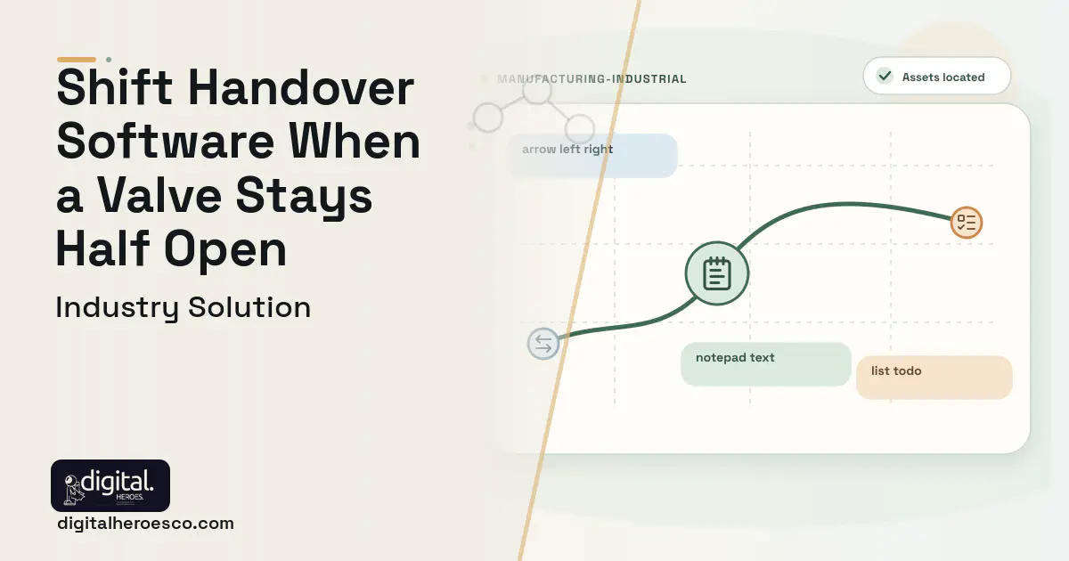 Operator Logbook and Shift Handover software visual showing notepad text, arrow left right, and list todo.