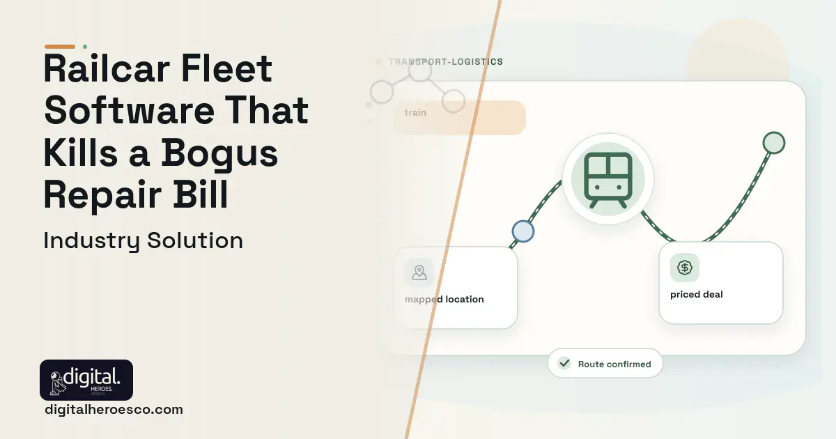 Railcar Fleet Management software visual showing train, mapped location, and priced deal.