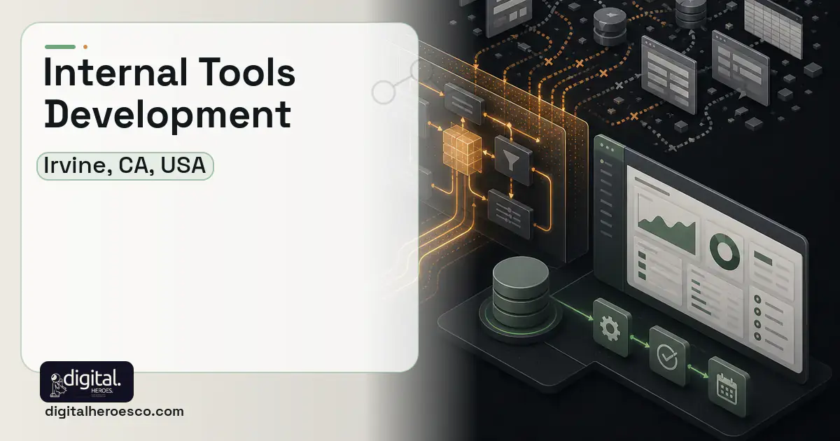 Internal Tools Development workflow illustration for Irvine, CA, USA.