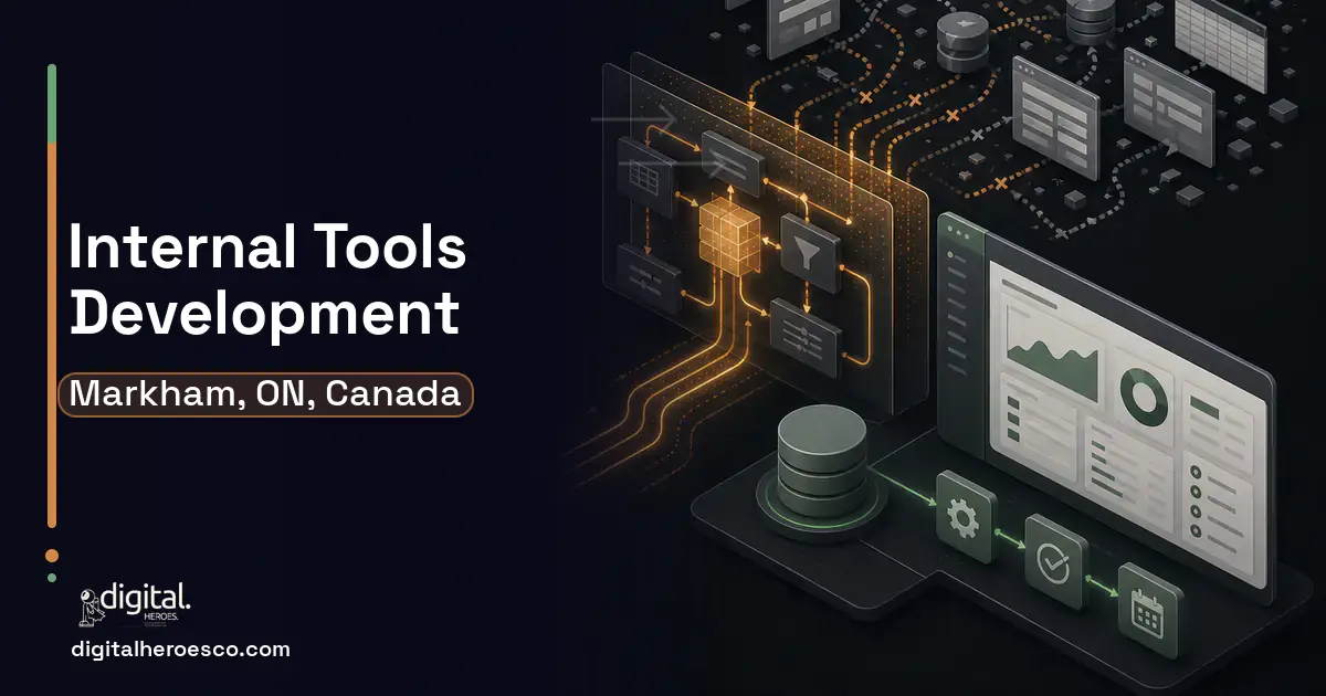 Internal Tools Development workflow illustration for Markham, ON, Canada.