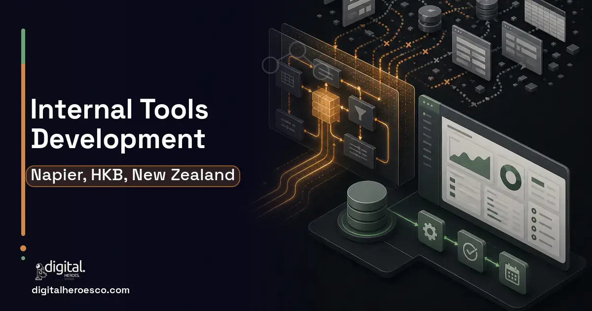 Internal Tools Development workflow illustration for Napier, HKB, New Zealand.
