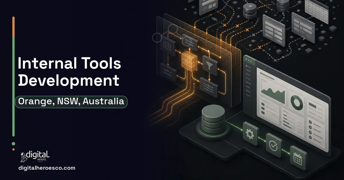 Internal Tools Development workflow illustration for Orange, NSW, Australia.