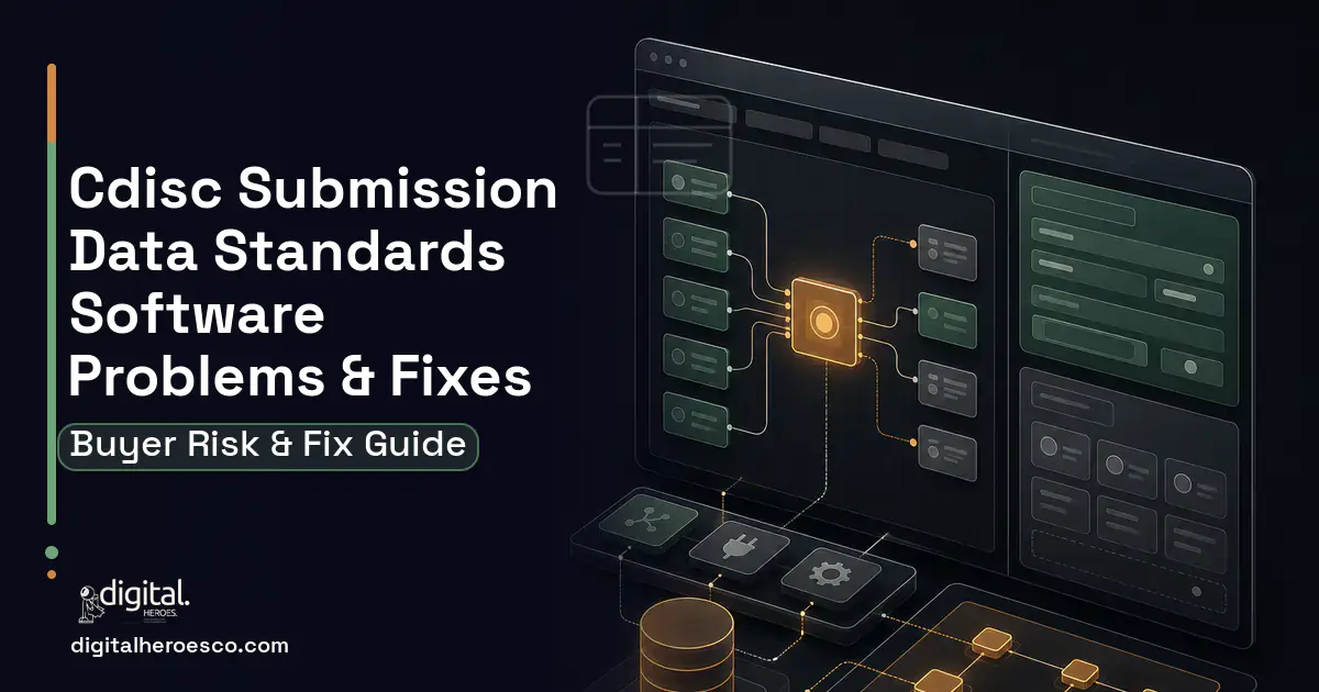 Cdisc Submission Data Standards Software product interface illustration showing common problems and fixes.
