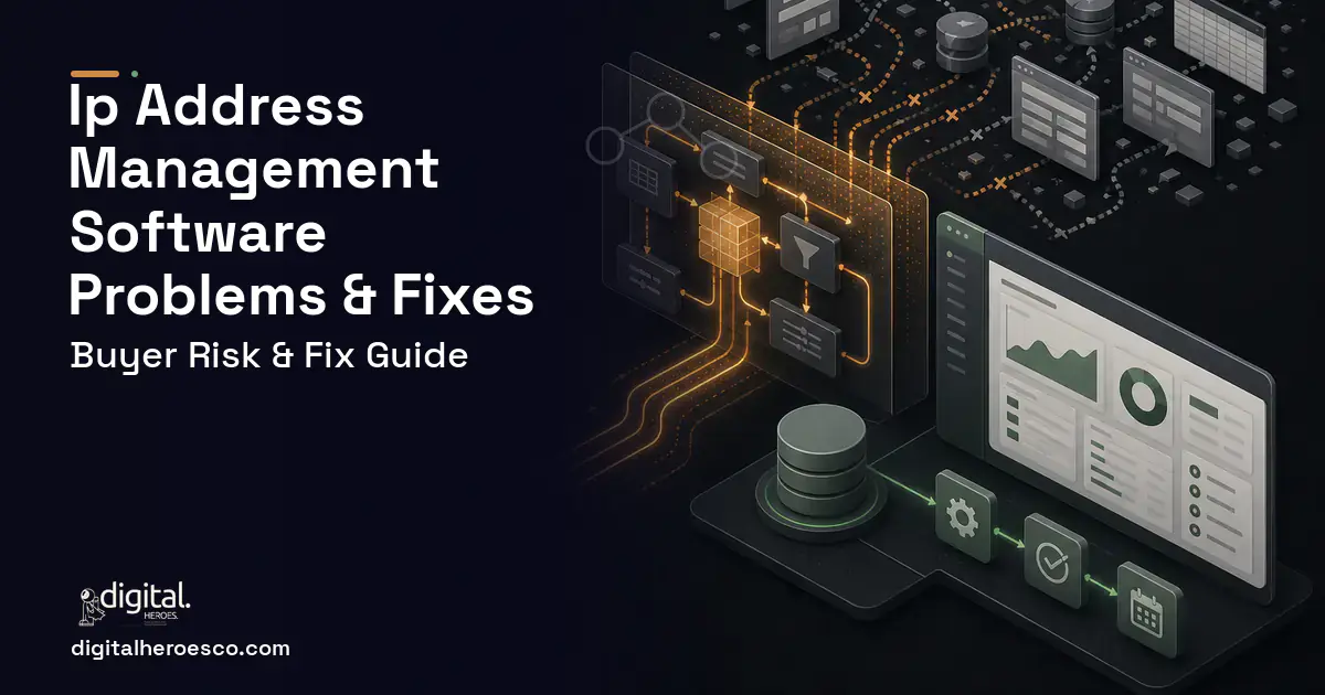 IP Address Management Software workflow illustration showing common problems and fixes.