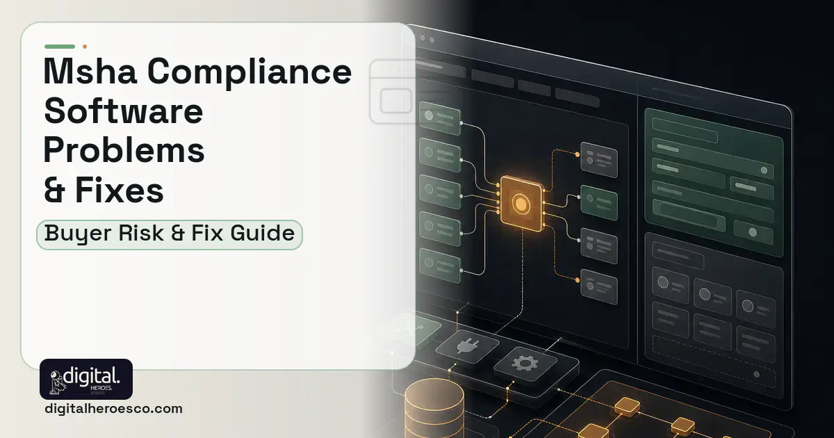 Msha Compliance Software product interface illustration showing common problems and fixes.