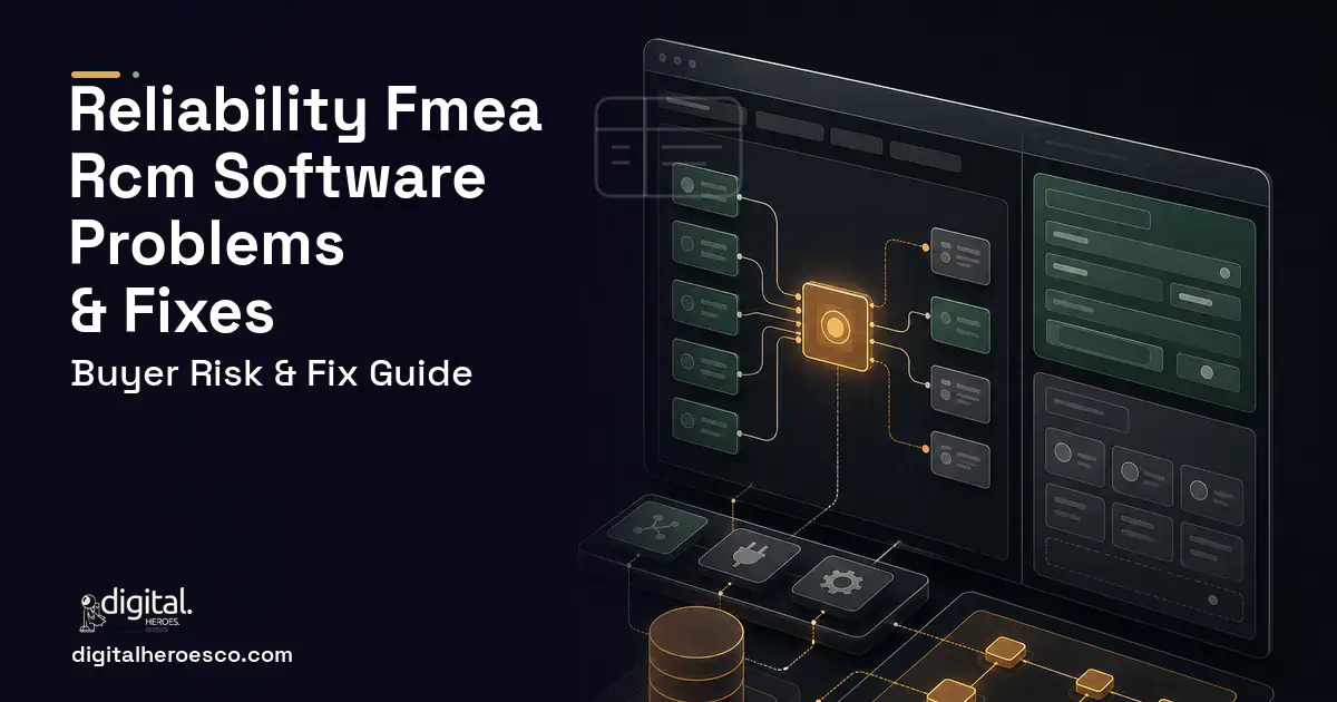 Reliability Fmea RCM Software product interface illustration showing common problems and fixes.