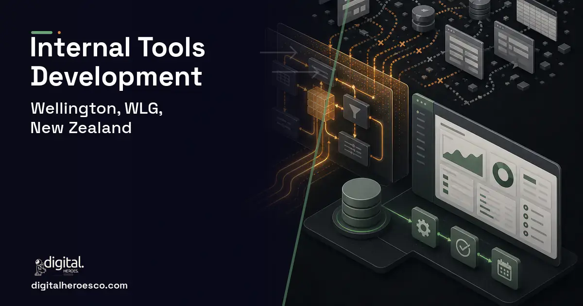 Internal Tools Development workflow illustration for Wellington, WLG, New Zealand.