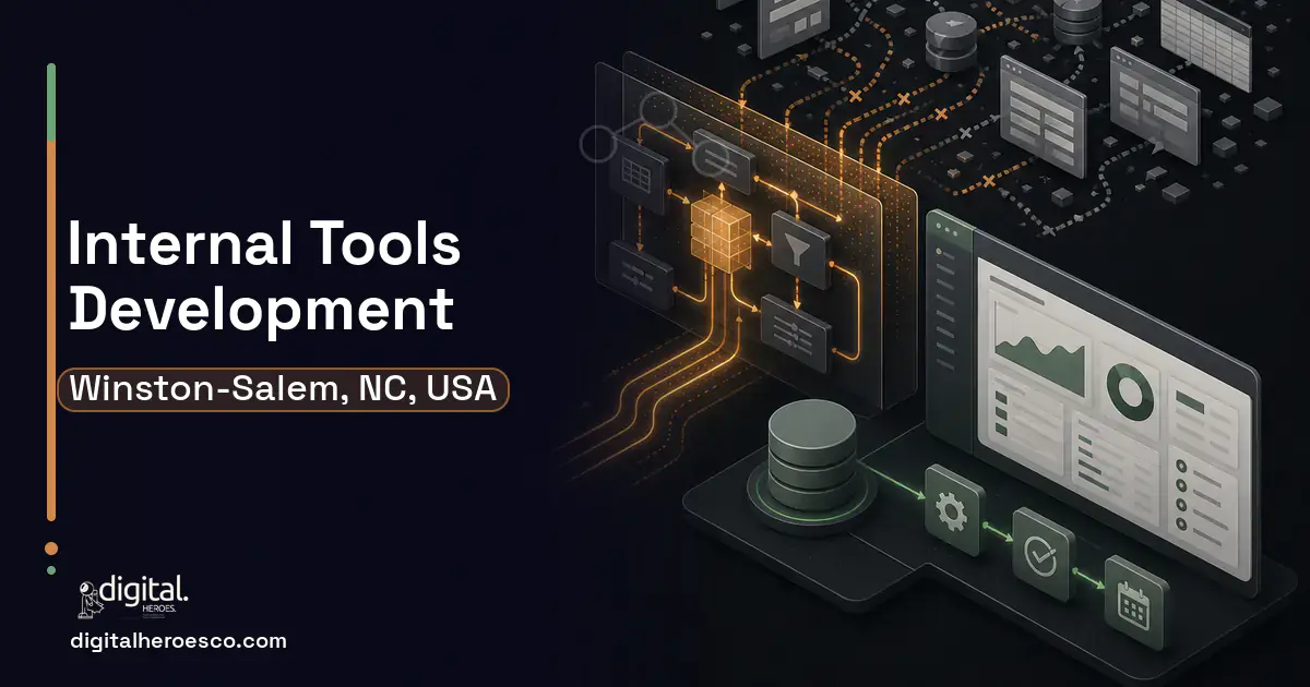 Internal Tools Development workflow illustration for Winston-Salem, NC, USA.