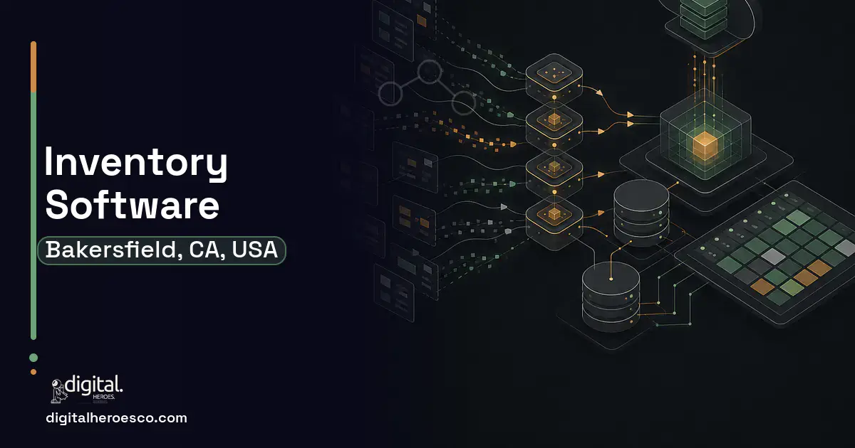 Inventory Software workflow illustration for Bakersfield, CA, USA.