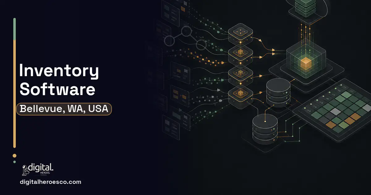 Inventory Software workflow illustration for Bellevue, WA, USA.