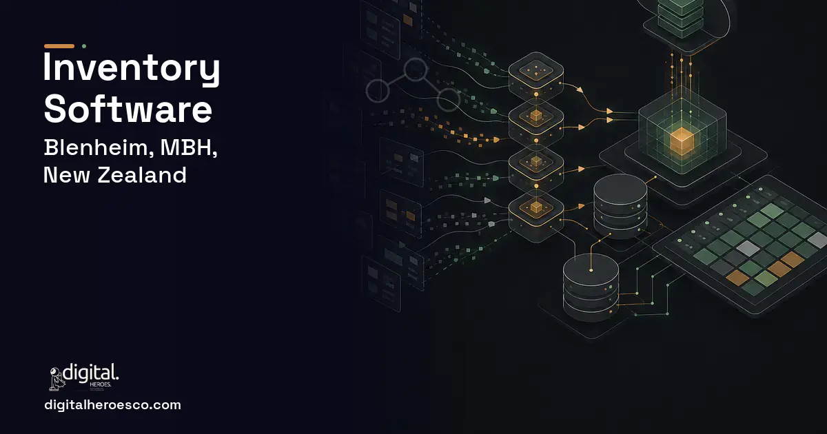 Inventory Software workflow illustration for Blenheim, MBH, New Zealand.