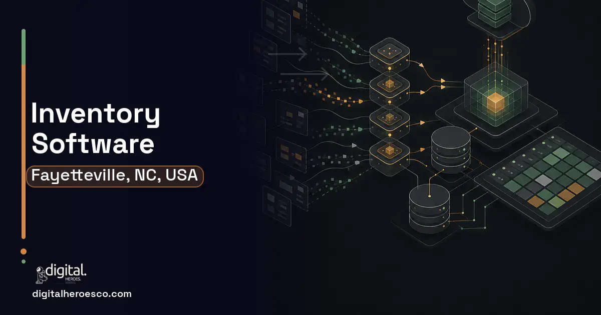 Inventory Software workflow illustration for Fayetteville, NC, USA.