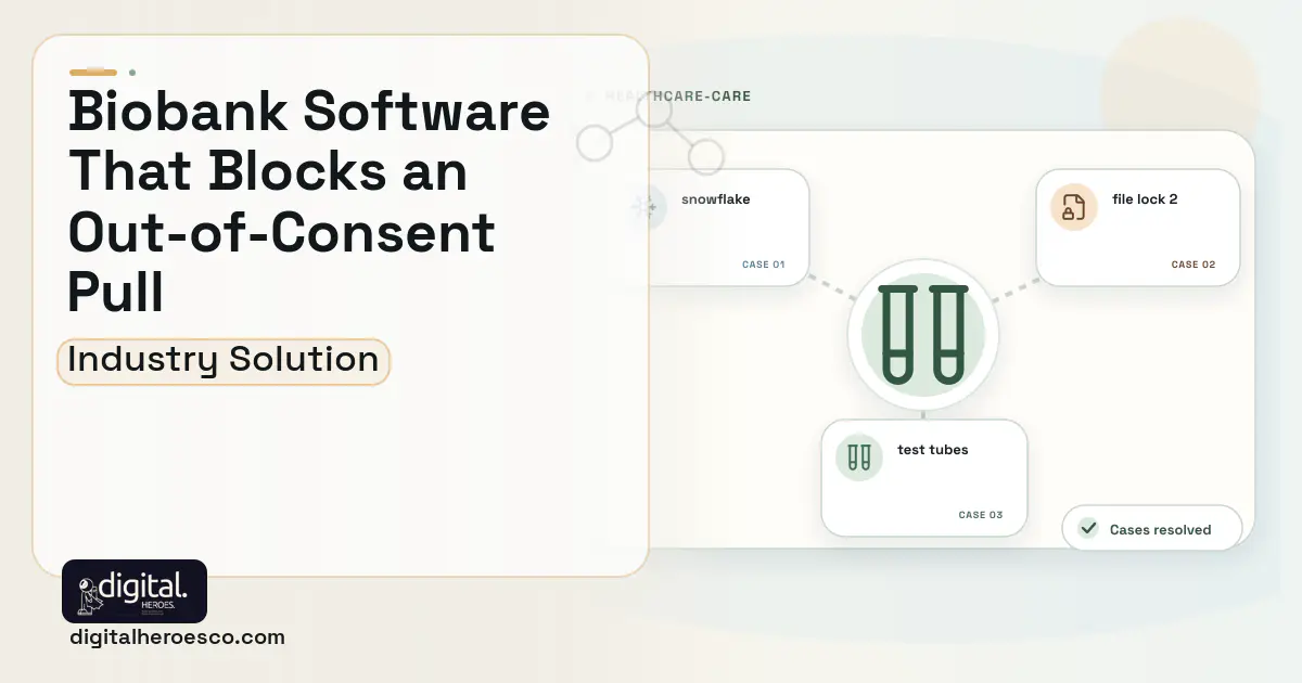 Biobank Specimen Management software visual showing test tubes, snowflake, and file lock 2.