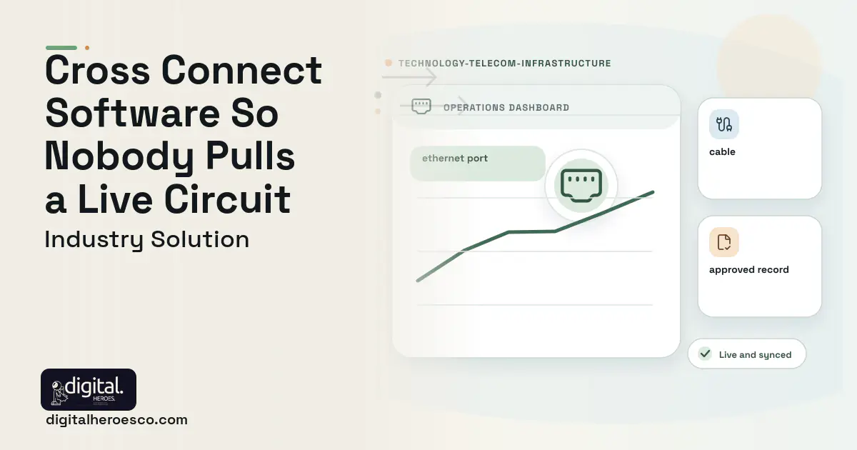 Cross Connect Management software visual showing ethernet port, cable, and approved record.