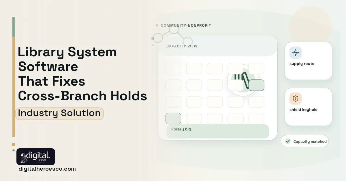 Public Library Management software visual showing library big, supply route, and shield keyhole.