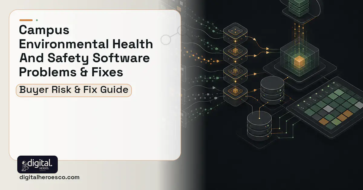 Campus Environmental Health AND Safety Software workflow illustration showing common problems and fixes.