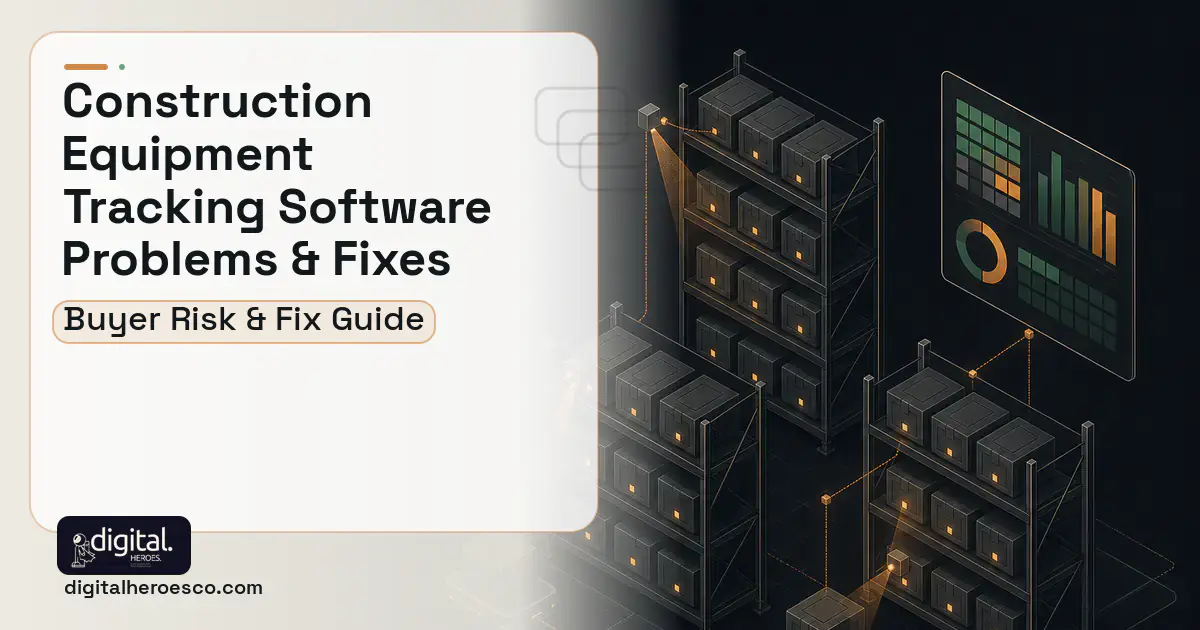 Construction Equipment Tracking Software software overview illustration showing common problems and fixes.