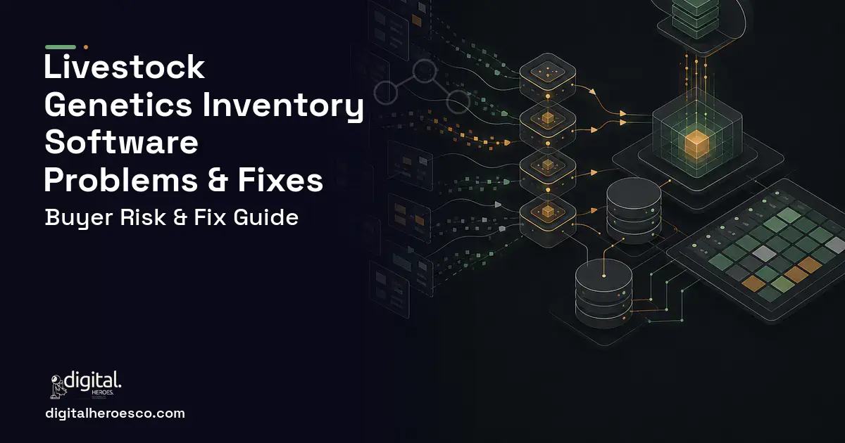 Livestock Genetics Inventory Software workflow illustration showing common problems and fixes.