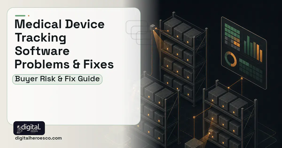 Medical Device Tracking Software software overview illustration showing common problems and fixes.